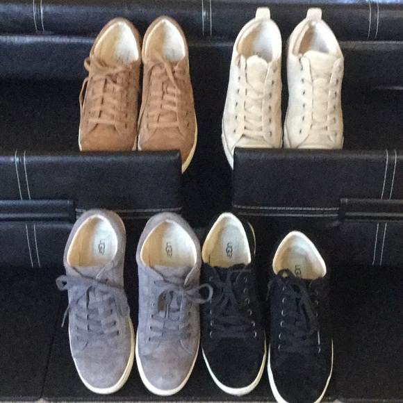 UGG suede sneakers Beige Cream Tan Black Grey sz 9 - Picture 4 of 7